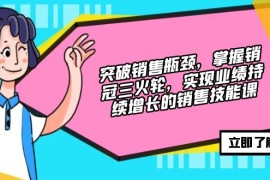 热门项目（12965期）突破销售瓶颈，掌握销冠三火轮，实现业绩持续增长的销售技能课10-14中创网