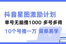 最新项目（12787期）抖音星图激励计划单号可撸10002个号2000多号多得简单易学09-29中创网