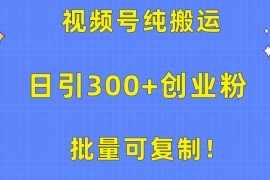 实战引流-涨粉-软件项目，批量可复制！视频号纯搬运日引300+创业粉教程！