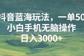 每日（13353期）抖音蓝海玩法，一单50，小白手机无脑操作，日入3000+11-16中创网