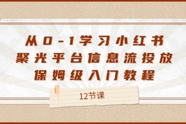 最新项目（12020期）从0-1学习小红书聚光平台信息流投放，保姆级入门教程（12节课）便宜08月06日中创网VIP项目