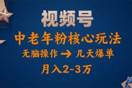 创业项目（11288期）视频号火爆玩法，高端中老年粉核心打法，无脑操作，一天十分钟，月入两万，06月27日中创网VIP项目