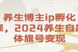 2024最新养生博主ip孵化课，2024养生自媒体旗号变现08-24冒泡网