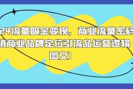 赚钱项目2024流量吸金变现，商业流量密码营销商业品牌定位引流品运营逻辑(图文)10-21冒泡网