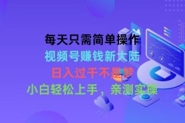 实操短视频运营项目，每天只需简单操作，视频号赚钱新大陆，日入过千不是梦，小白轻松上手，...