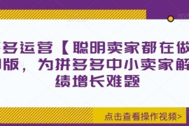 赚钱项目拼多多运营【聪明卖家都在做】无水印版，为拼多多中小卖家解决业绩增长难题08-24冒泡网