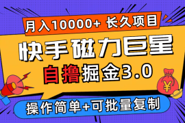 热门项目（12411期）快手磁力巨星自撸掘金3.0，长久项目，日入500+个人可批量操作轻松月入过万08-31中创网