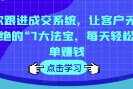 热门项目7次跟进成交系统，让客户无法拒绝的“7大法宝，每天轻松出单赚钱便宜08月03日冒泡网VIP项目