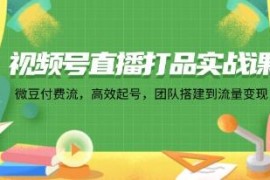 视频号直播打品实战课，微豆付费流，高效起号变现联盟抖音号运营