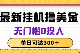 2024热门给力项目项目，无脑挂机撸美金项目，无门槛0投入，单日可达300＋