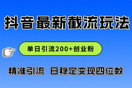 最新项目（12197期）2024年抖音评论区最新截流玩法，日引200+创业粉，日稳定变现四位数实操…便宜08月19日中创网VIP项目