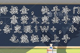 每日（12892期）手游掘金，快手冷门玩法，靠萤火突击手游，单条变现1W+，小白也能轻松上手10-09中创网