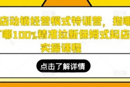 最新项目全店动销经营模式特训营，指哪打哪100%精准拉新保姆式起店实操课程便宜07月06日冒泡网VIP项目