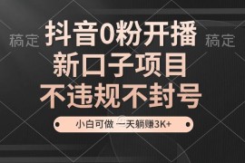 实战（13301期）抖音0粉开播，新口子项目，不违规不封号，小白可做，一天躺赚3K+11-12中创网