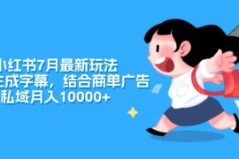 2024最新（11711期）小红书7月最新玩法，一鍵生成字幕，结合商单广告，私域月入10000+便宜07月20日中创网VIP项目