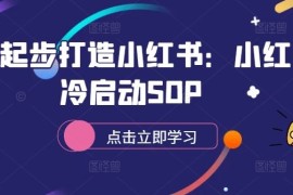 最新项目从零起步打造小红书：小红书冷启动SOP10-10冒泡网