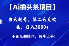 实战热门给力项目项目，Ai撸头条，当天起号，第二天见收益，日入3000+