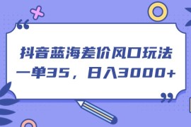 （11274期）抖音蓝海差价风口玩法，一单35，日入3000+，06月26日中创网VIP项目