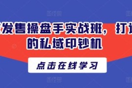 每天私域发售操盘手实战班，打造你的私域印钞机，07月01日冒泡网VIP项目