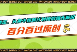 最新短视频运营项目，西瓜、头条中视频计划纯剪辑无解说，百分百过原创