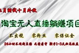 简单项目（12862期）淘宝无人直播最新玩法，九月测试十月外放，不出镜零粉丝零保证金，24小&#8230;10-08中创网