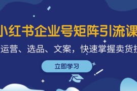 创业项目小红书企业号矩阵引流课，涵盖运营、选品、文案，快速掌握卖货技巧10-13福缘网