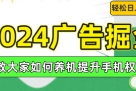 赚钱项目2024广告掘金，教大家如何养机提升手机权重，轻松日入100+【揭秘】便宜07月18日冒泡网VIP项目