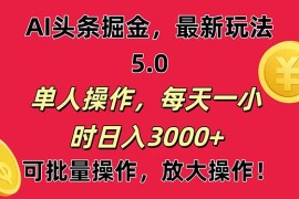 （11264期）AI撸头条，当天起号第二天就能看见收益，小白也能直接操作，日入3000+，06月25日中创网VIP项目