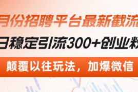 赚钱项目（13309期）招聘平台最新截流术，日稳定引流300+创业粉，颠覆以往玩法加爆微信11-12中创网