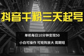 每日（13106期）抖音千粉计划三天起号单机每日10分钟变现50小白就可操作可矩阵放大10-25中创网