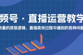 每天视频号直播运营教学：直播流量的底层逻辑，直播卖货过程中遇到的各种问题便宜07月19日福缘网VIP项目