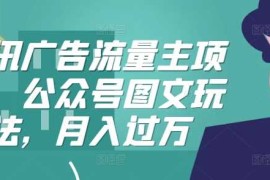 热门项目腾讯广告流量主项目，公众号图文玩法，月入过万10-27冒泡网