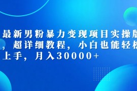 创业项目（12661期）最新男粉暴力变现项目实操版，超详细教程，小白也能轻松上手，月入30000+09-20中创网