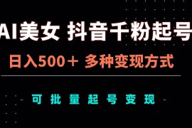 每天（13338期）AI美女抖音千粉起号玩法，日入500＋，多种变现方式，可批量矩阵起号出售11-14中创网