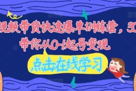 每日2024视频带货快速爆单训练营，30天带你从0-1起号变现便宜08月19日冒泡网VIP项目