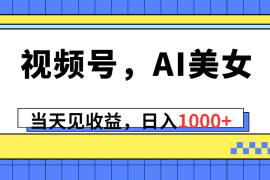 实战热门给力项目项目，视频号，Ai美女，当天见收益，日入1000+