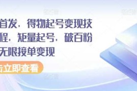 简单项目全网首发，得物起号变现技术教程，矩量起号，破百粉后，无限接单变现10-23冒泡网