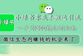 赚钱项目小绿书零成本搬运引流，一天引600精准创业粉，微信生态内赚钱的机会来了11-13冒泡网