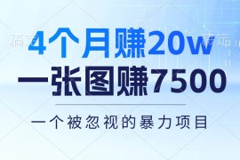 热门热门给力项目项目，4个月赚20万！一张图赚7500！多种变现方式，一个被忽视的暴力项目