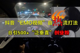 最新项目（13029期）抖音EMO视频自热打法，日引500+“泛垂直”创业粉10-19中创网