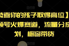 每日【恭喜你的孩子取得高位】AI视频号火爆赛道，流量分成计划，橱窗带货【揭秘】便宜07月18日冒泡网VIP项目