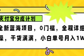 最新项目2024年下半年新风口，支付宝分成计划项目玩法，轻松月入1w+11-07福缘网