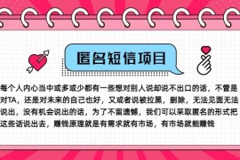 热门项目冷门小众赚钱项目，匿名短信，玩转信息差，月入五位数【揭秘】便宜08月09日冒泡网VIP项目