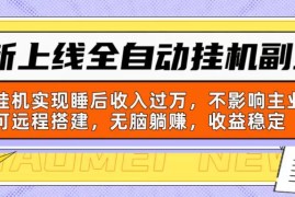 很火热门给力项目项目，新上线全自动挂机副业：靠挂机实现睡后收入过万，不影响主业可远程搭建...