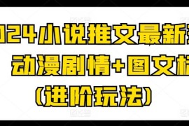 2024小说推文最新玩法，动漫剧情+图文标记(进阶玩法)，06月23日冒泡网VIP项目