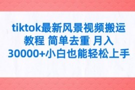 最新项目tiktok最新风景视频搬运教程简单去重月入3W+小白也能轻松上手【揭秘】便宜08月01日冒泡网VIP项目