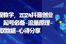 每日创业变现教学，2024抖音创业实操课，起号必备-流量原理-获取数据-心得分享10-23冒泡网