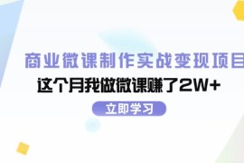 每日（11959期）商业微课制作实战变现项目，这个月我做微课赚了2W+便宜08月03日中创网VIP项目