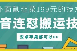 赚钱项目外面别人割199元DY连怼搬运技术，安卓苹果都可以11-10冒泡网