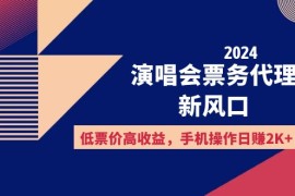 2024最新（12297期）2024演唱会票务代理新风口，低票价高收益，手机操作日赚2K+08-24中创网